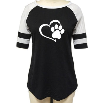 Love Dog Paw Print Top Shirt